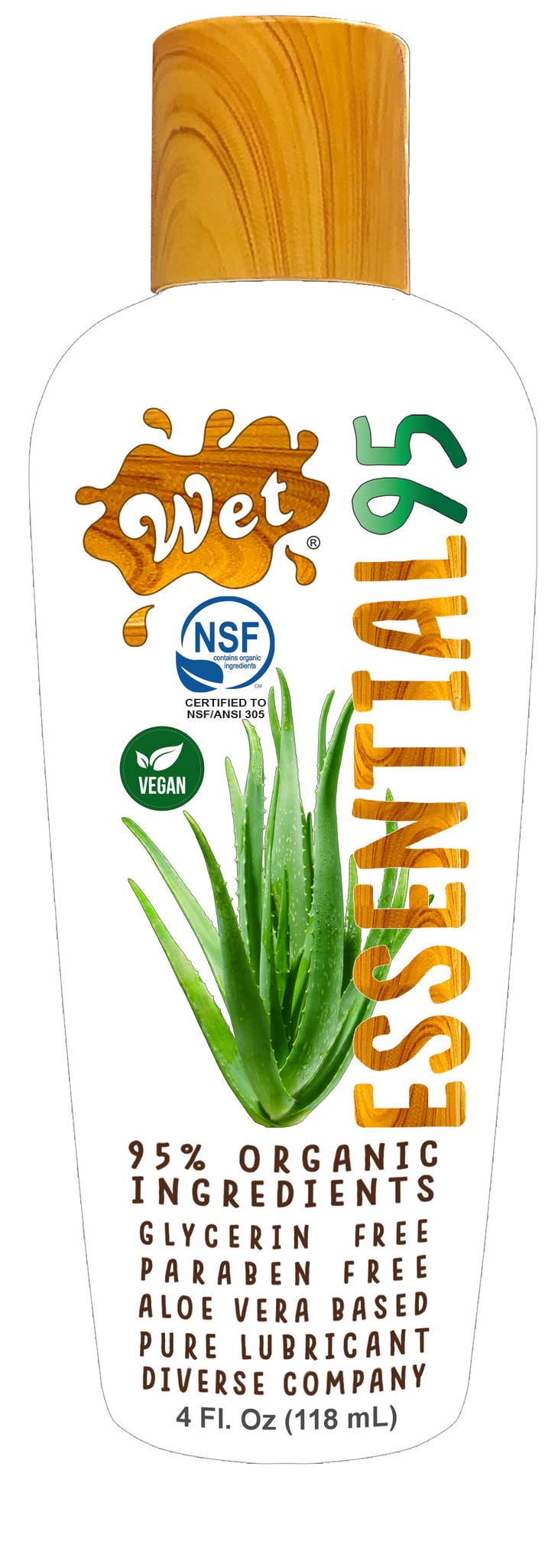 Wet® Essential95™ Certified 95% Organic Aloe Based Lubricant 4 Fl. Oz./120mL
