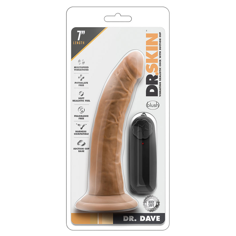 BLUSH Dr. Skin Dr. Dave Vibrating Cock With Suction Cup-Mocha 7"