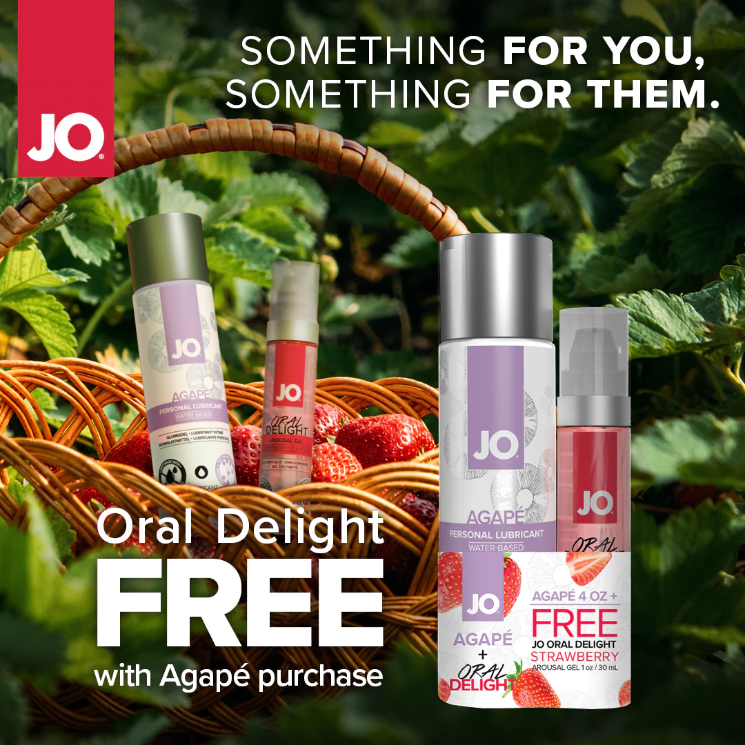 JO Agape 4oz + GWP JO Oral Delight Strawberry Arousal Gel 1oz